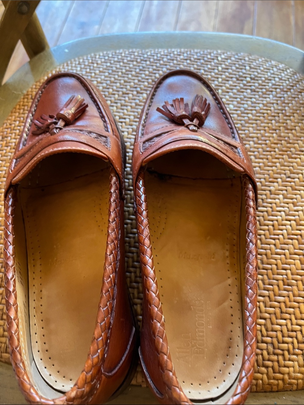 Allen Edmonds Brown Leather Tassel Loafers with Braided Trim